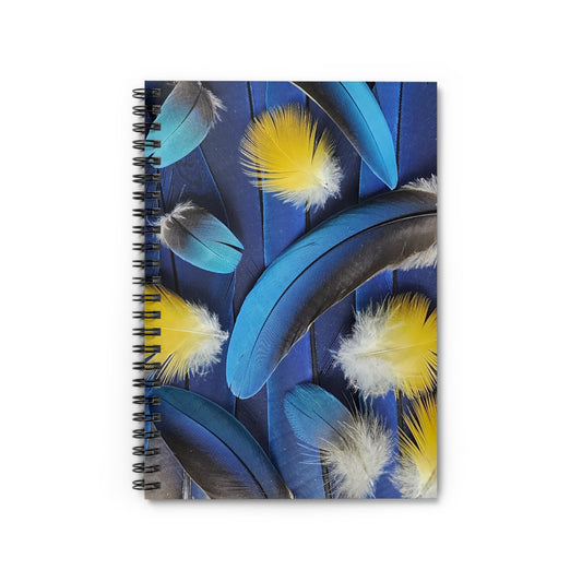 Spiral Blue and Yellow Feather Notebook - Ruled Line