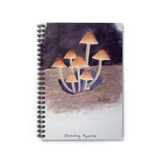 Spiral Bleeding Mycena Mushrooms Notebook - Ruled Line